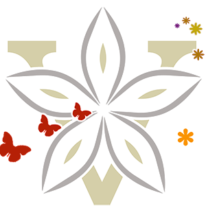 Logo de la maison Verdier avec des fleurs et papillons